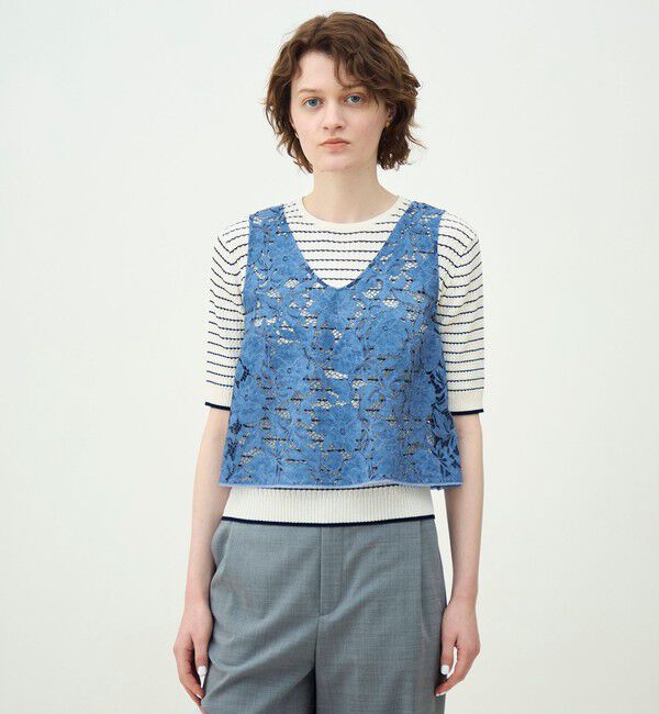 MACPHEE「ピグメントレース ノースリーブブラウス」|シャツ・ブラウス|