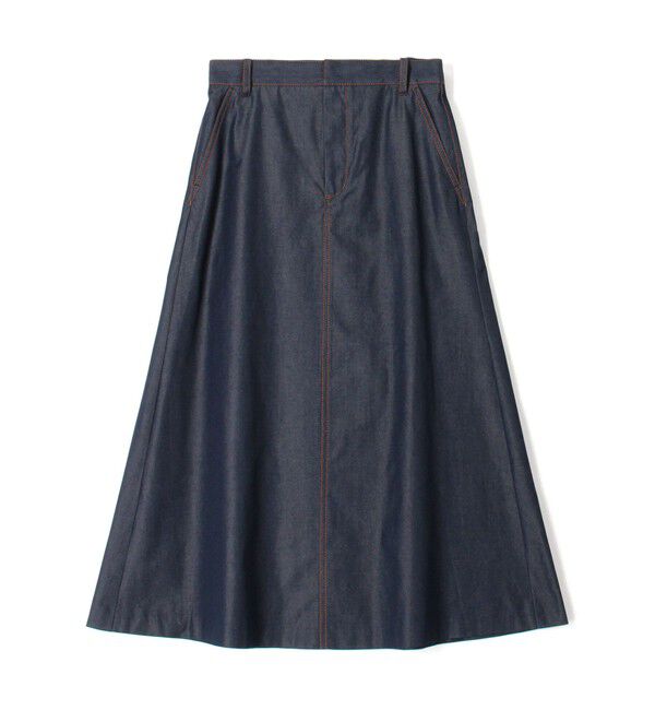 TOMORROWLAND collection「コットンシルクデニム トラペーズスカート」|台形|67 ネイビー