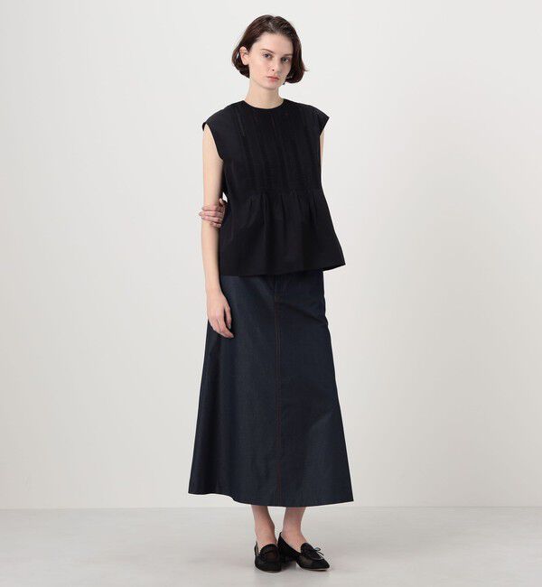 TOMORROWLAND collection「コットンシルクデニム トラペーズスカート」|台形|