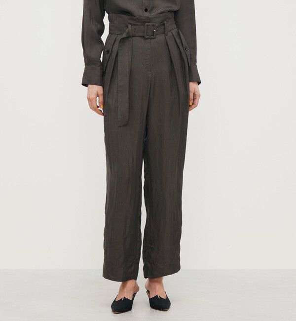 BACCA「レーヨンハウンドトゥース ベルテッド2タックパンツ」|カーゴ|