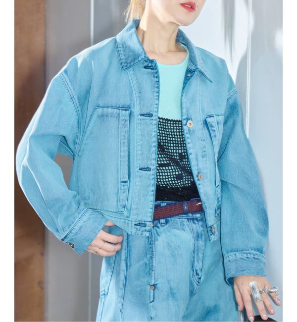  「SAYAKA DAVIS CROPPED JACKET WJK502-DDN：デニムジャケット」|デニムジャケット|ブルー A