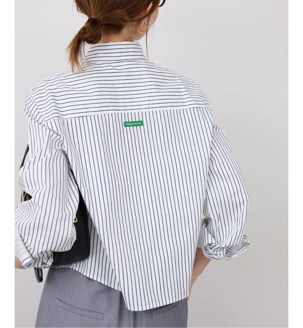 SLOBE IENA「GREEN BUTTER/グリーンバター Stripe Cotton Shirt」|シャツ・ブラウス|ナチュラル