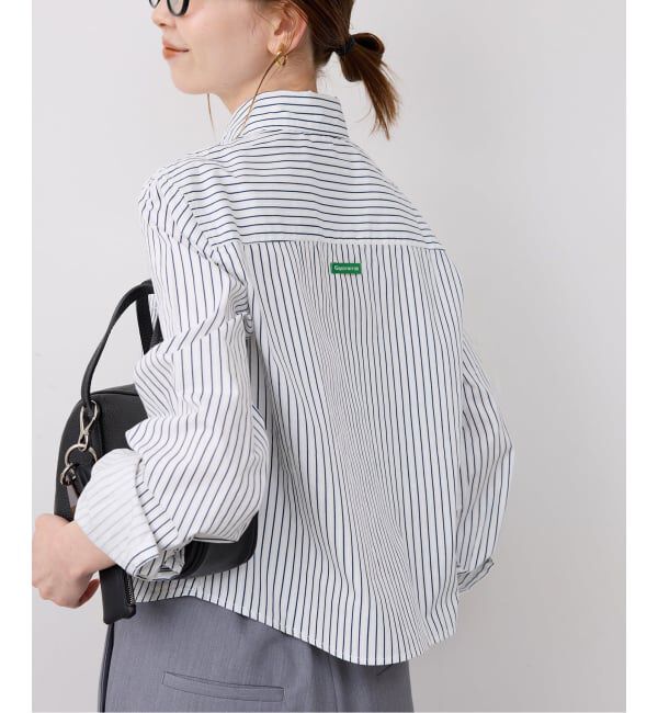 SLOBE IENA「GREEN BUTTER/グリーンバター Stripe Cotton Shirt」|シャツ・ブラウス|