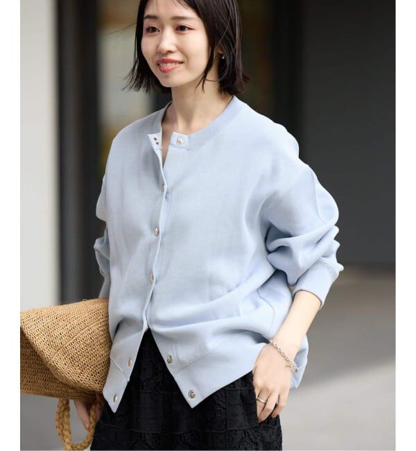 SLOBE IENA「《追加2》ダブルフェイスジャージースナップカーディガン」|カーディガン|