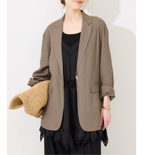 SLOBE IENA「《36.38サイズ展開》リネンレーヨンシングルテーラードジャケット」|テーラードジャケット|