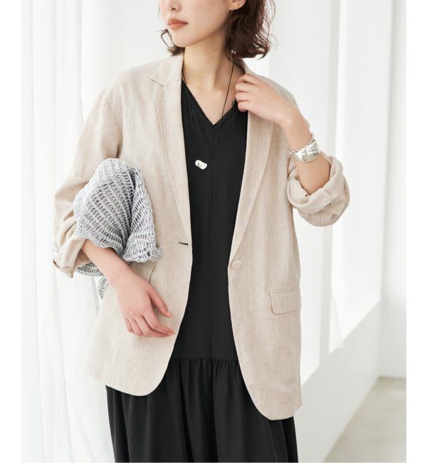 SLOBE IENA「《36.38サイズ展開》リネンレーヨンシングルテーラードジャケット」|テーラードジャケット|