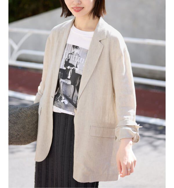 SLOBE IENA「《36.38サイズ展開》リネンレーヨンシングルテーラードジャケット」|テーラードジャケット|