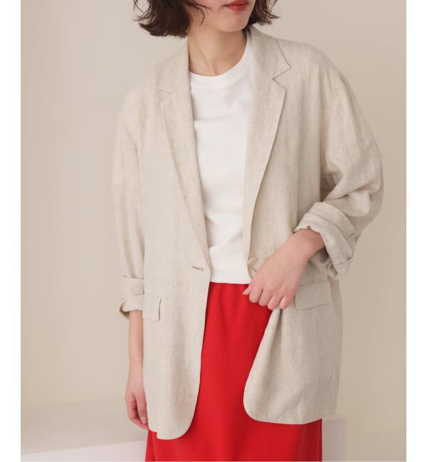 SLOBE IENA「《36.38サイズ展開》リネンレーヨンシングルテーラードジャケット」|テーラードジャケット|