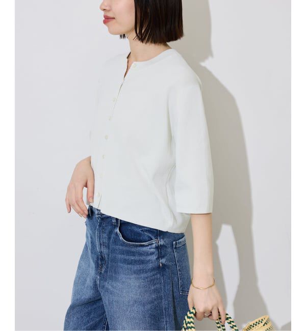 SLOBE IENA「《遮熱/UVカット/予約》ハーフスリーブニットカーディガン」|カーディガン|