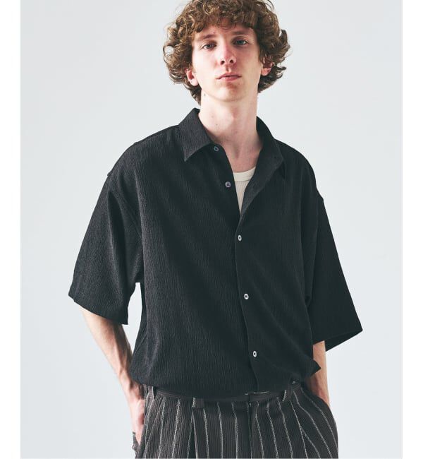 417 EDIFICE「クレープ レギュラーS/Sシャツ」|シャツ・ブラウス|ブラック