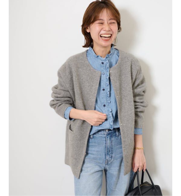 JOURNAL STANDARD relume「《追加2》スタンドネックデニムフリルブラウス」|シャツ・ブラウス|