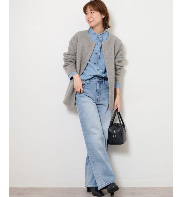 JOURNAL STANDARD relume「《追加2》スタンドネックデニムフリルブラウス」|シャツ・ブラウス|