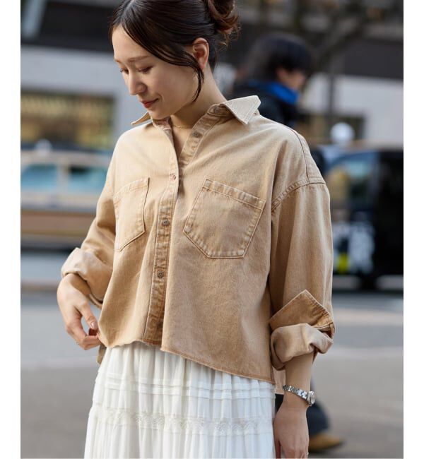 JOURNAL STANDARD「《追加》ライトオンスデニムクロップドシャツ」|シャツ・ブラウス|