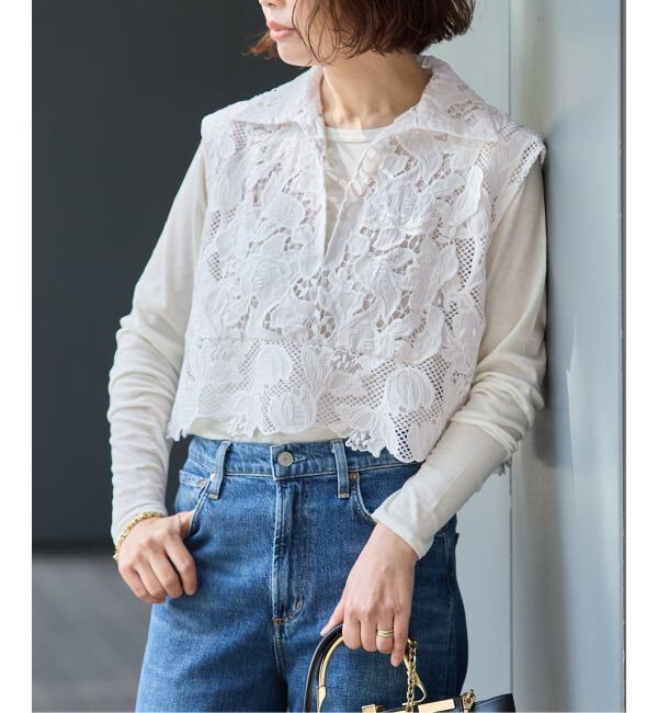 journal standard L'essage「《追加》ケミカルコードレースノースリーブブラウス」|シャツ・ブラウス|ホワイト