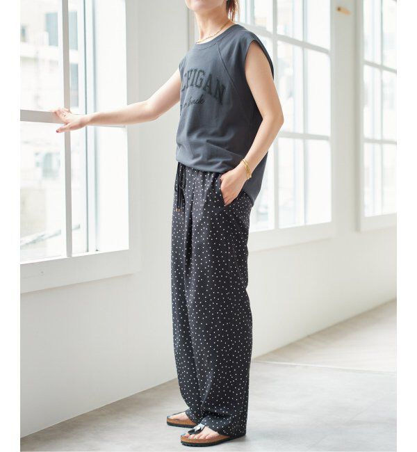 Spick and Span「《WEB限定 / 追加》ドットプリントイージーストレートパンツ」|スラックス|