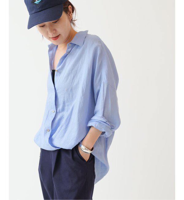 Spick and Span「《ゆったりサイズ》追加 80リネンカシュクール ビッグシャツ」|シャツ・ブラウス|