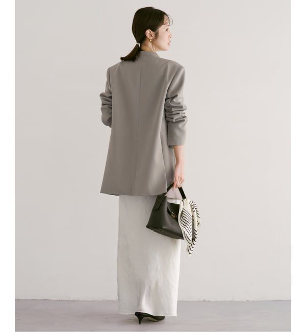 NOBLE「Vカラースキンジャケット」|ノーカラージャケット|