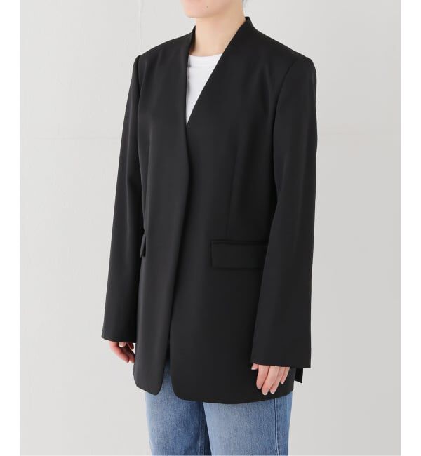 NOBLE「Vカラースキンジャケット」|ノーカラージャケット|