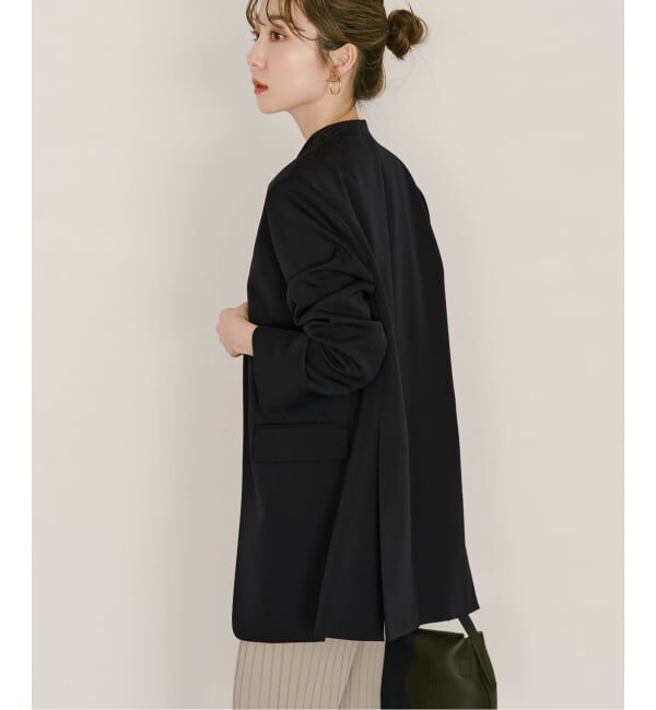 NOBLE「Vカラースキンジャケット」|ノーカラージャケット|