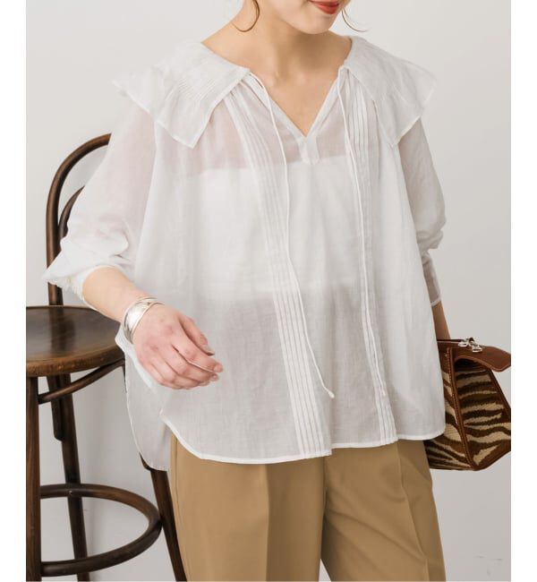 Spick and Span「ne Quittez pas / ヌキテパ 別注Frill Collar Blouse*」|シャツ・ブラウス|ホワイト