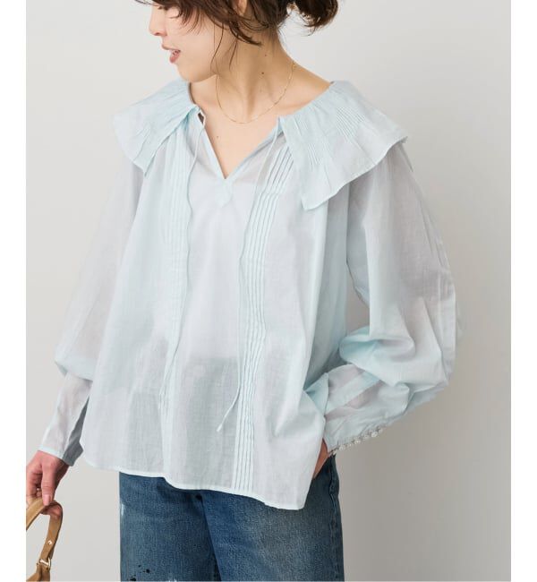 Spick and Span「ne Quittez pas / ヌキテパ 別注Frill Collar Blouse*」|シャツ・ブラウス|ブルー C