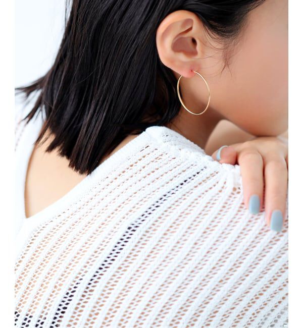 Lilas by Spick&Span「1.5パイプ3.5cmルーフピアス K10（両耳）」|ピアス|