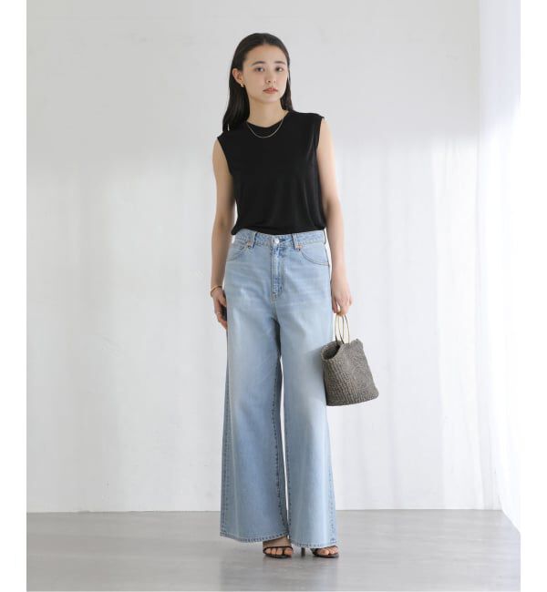  「《予約》【洗える】シャイニーノースリーブトップス」|Tシャツ・カットソー|