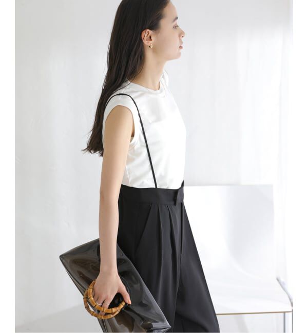  「《予約》【洗える】シャイニーノースリーブトップス」|Tシャツ・カットソー|