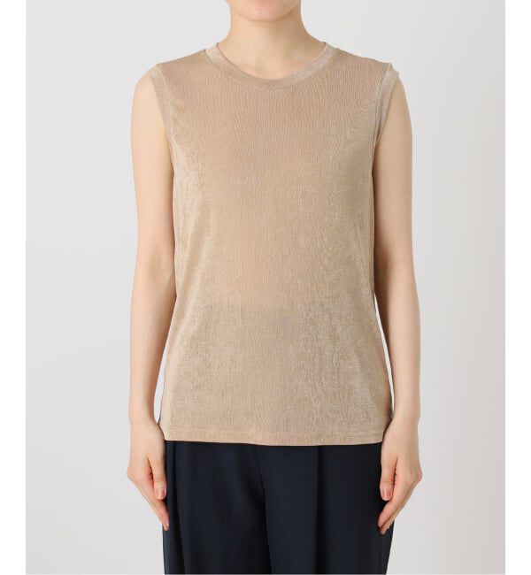  「《予約》【洗える】シャイニーノースリーブトップス」|Tシャツ・カットソー|