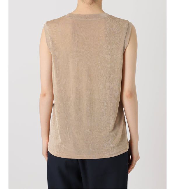  「《予約》【洗える】シャイニーノースリーブトップス」|Tシャツ・カットソー|