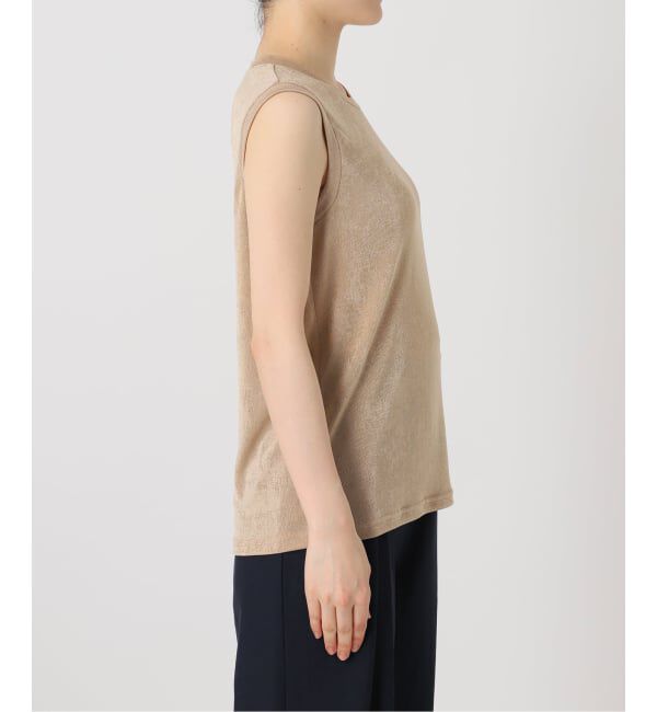  「《予約》【洗える】シャイニーノースリーブトップス」|Tシャツ・カットソー|