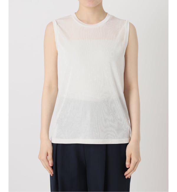  「《予約》【洗える】シャイニーノースリーブトップス」|Tシャツ・カットソー|