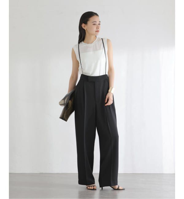  「《予約》【洗える】シャイニーノースリーブトップス」|Tシャツ・カットソー|