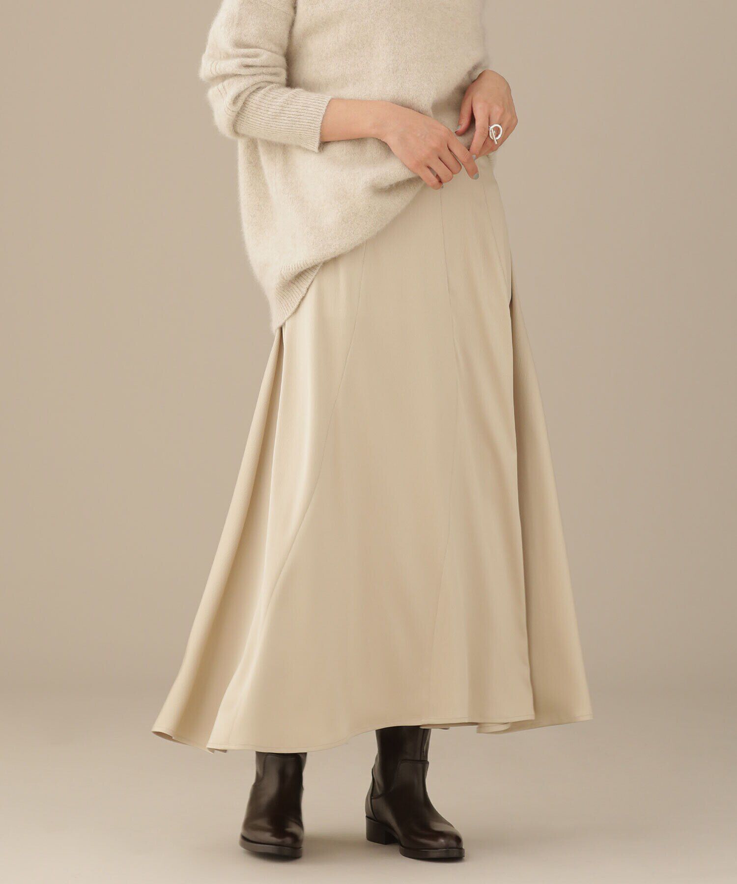 nano･universe「LB.03/エスカルゴ切り替えサテンスカート」|スカート|グレージュ3