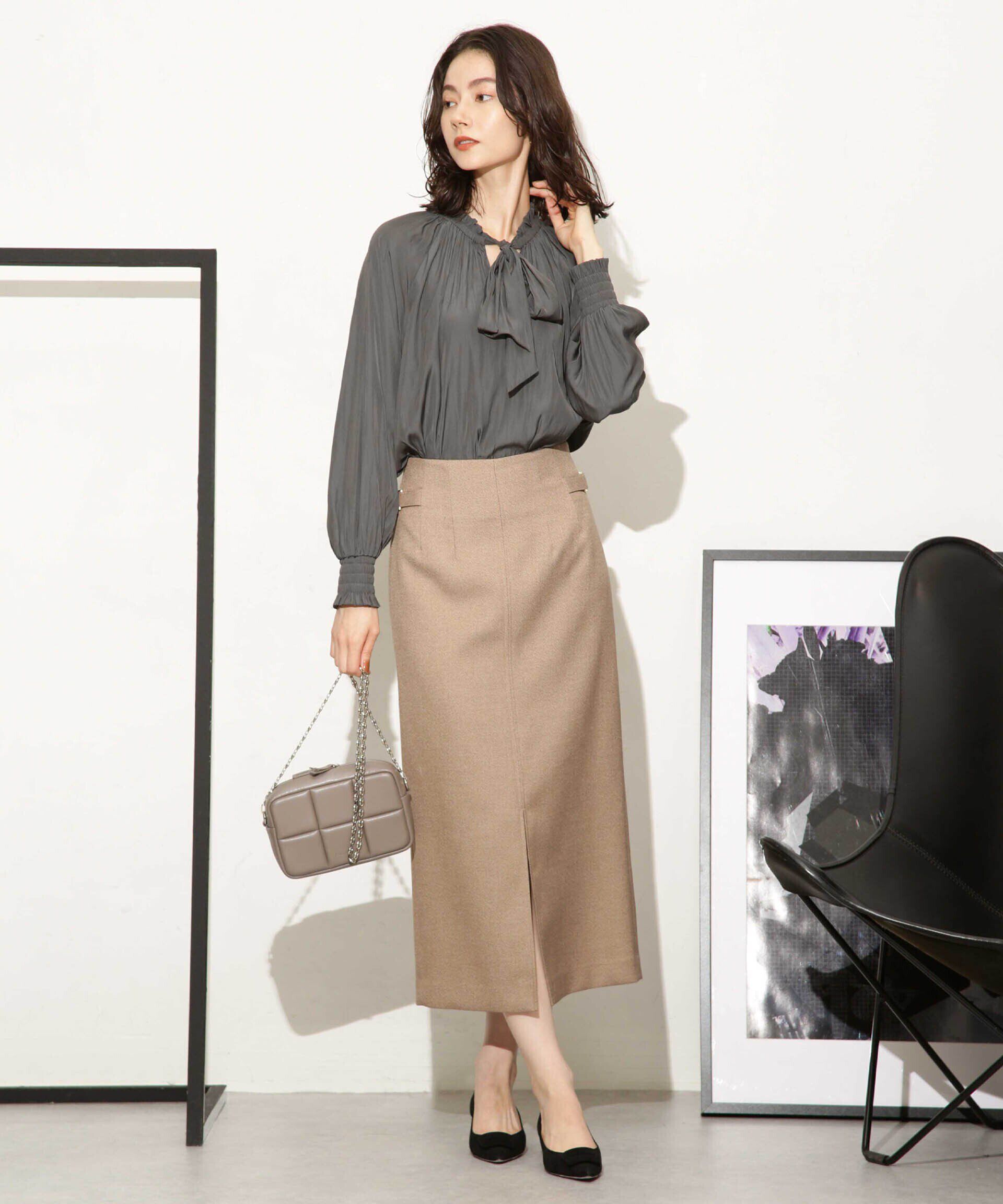 nano･universe「ギャザーネックボウタイブラウス」|シャツ・ブラウス|