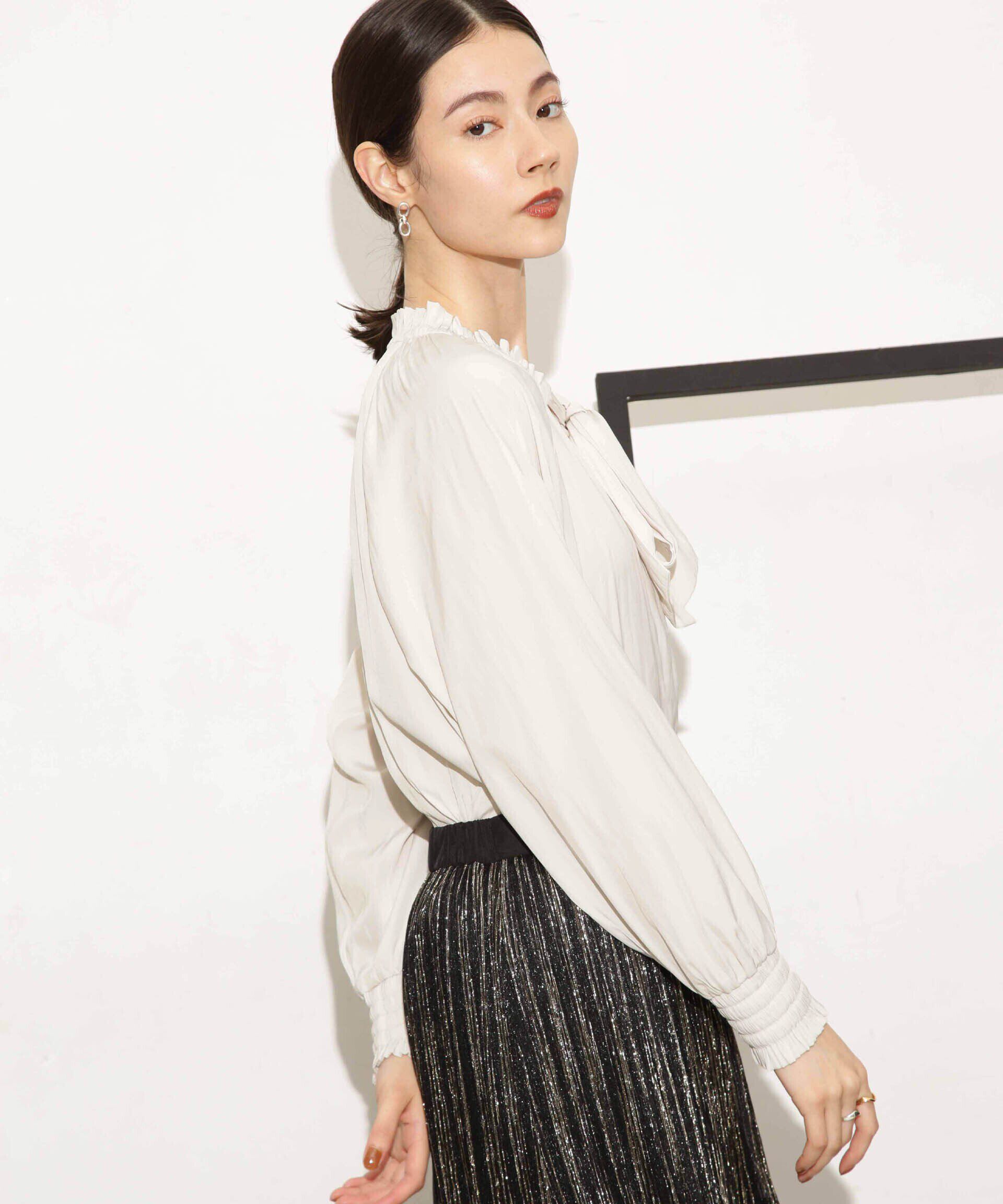 nano･universe「ギャザーネックボウタイブラウス」|シャツ・ブラウス|