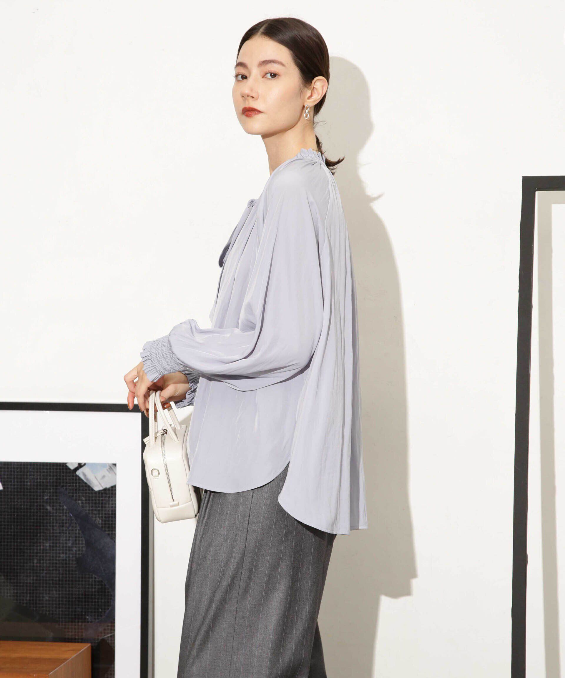 nano･universe「ギャザーネックボウタイブラウス」|シャツ・ブラウス|