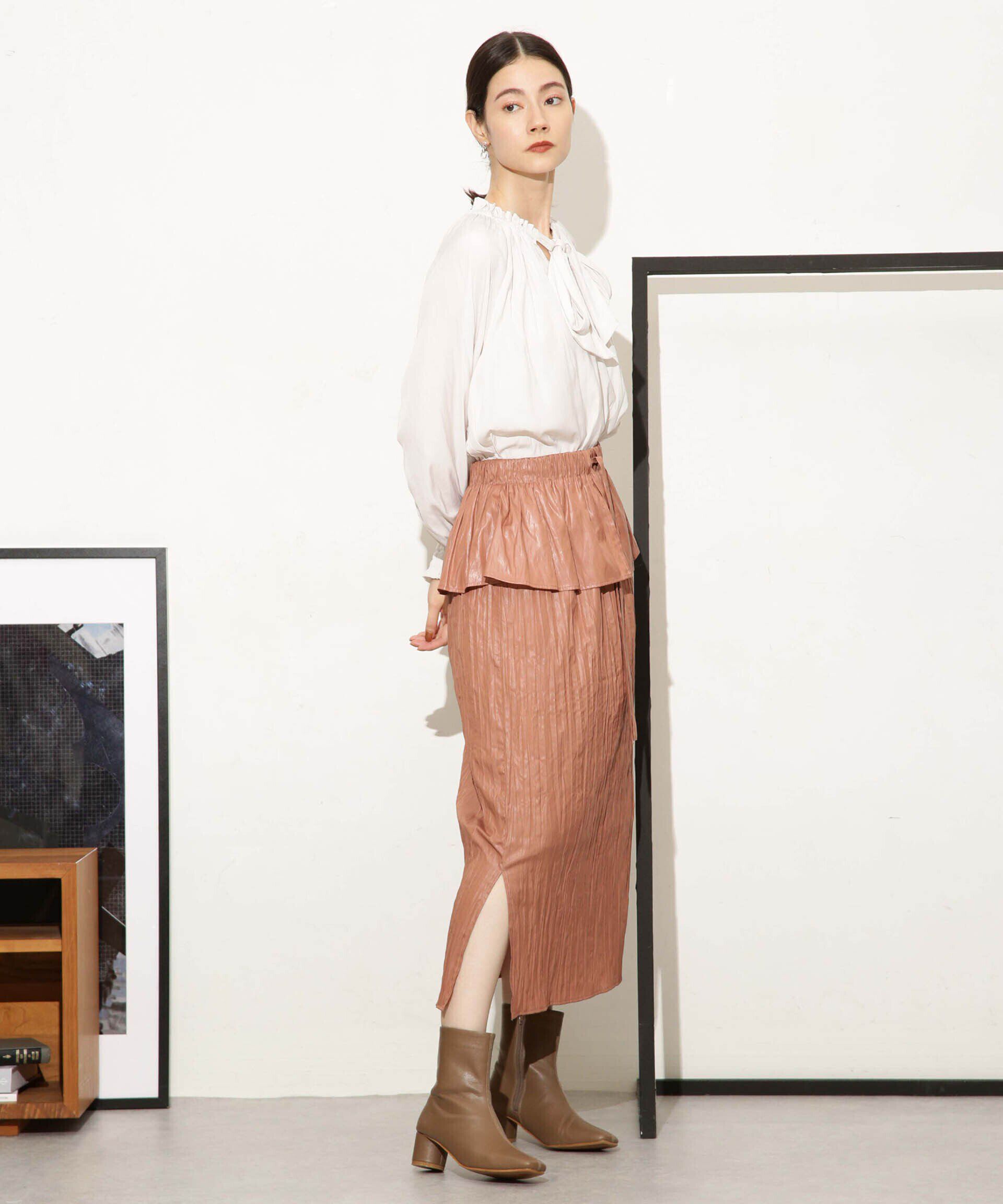 nano･universe「チンツサテンティアードプリーツスカート（セットアップ可）」|スカート|