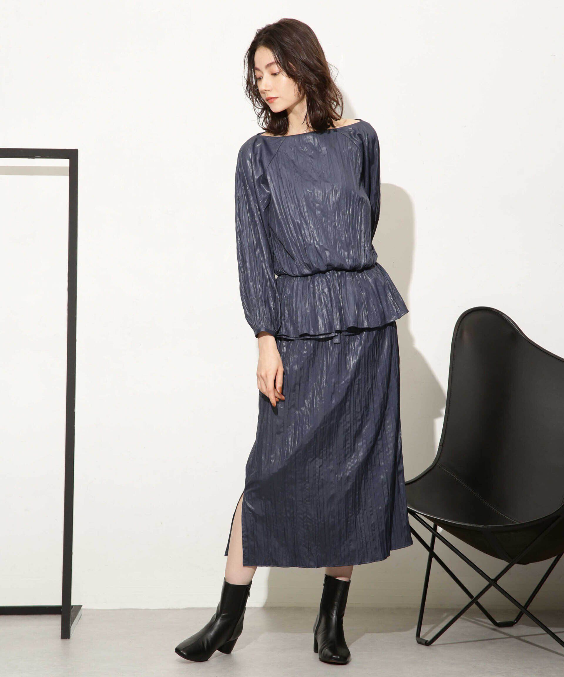 nano･universe「チンツサテンティアードプリーツスカート（セットアップ可）」|スカート|