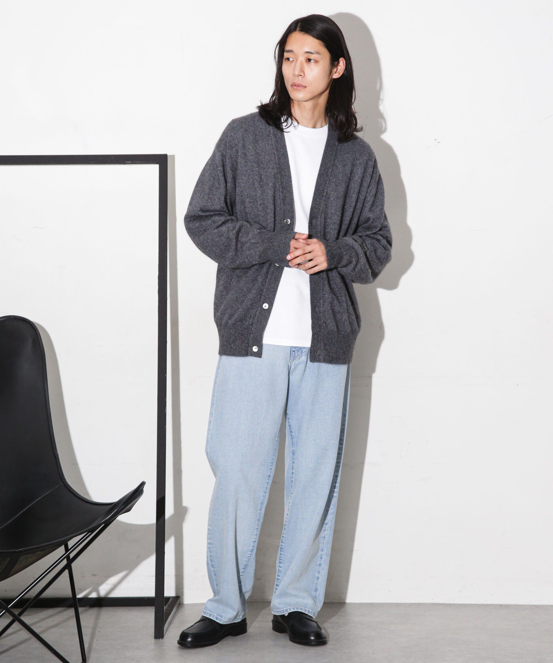 nano･universe「ヘアリーハイゲージＶネックカーディガン」|ニット・セーター|