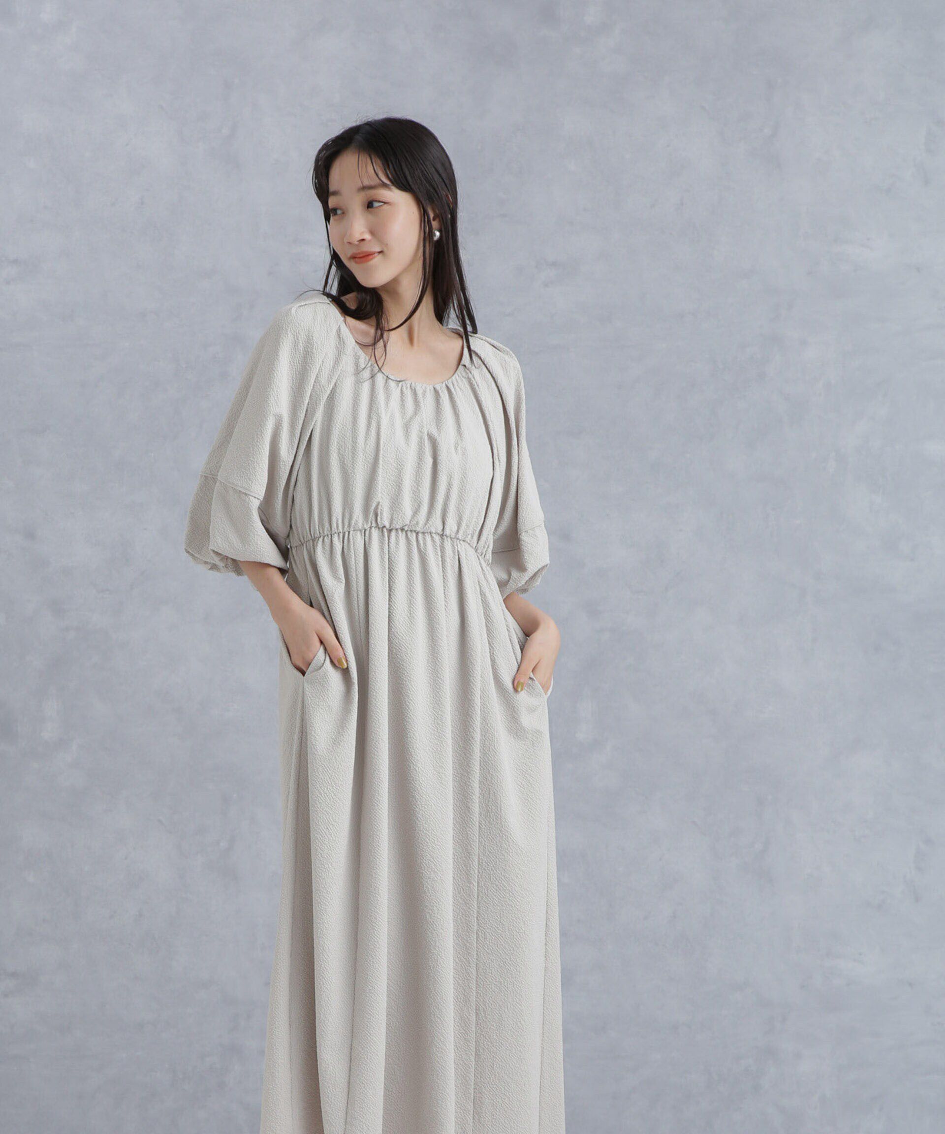 nano･universe「マイクロサッカーボリュームスリーブワンピース」|ワンピース|