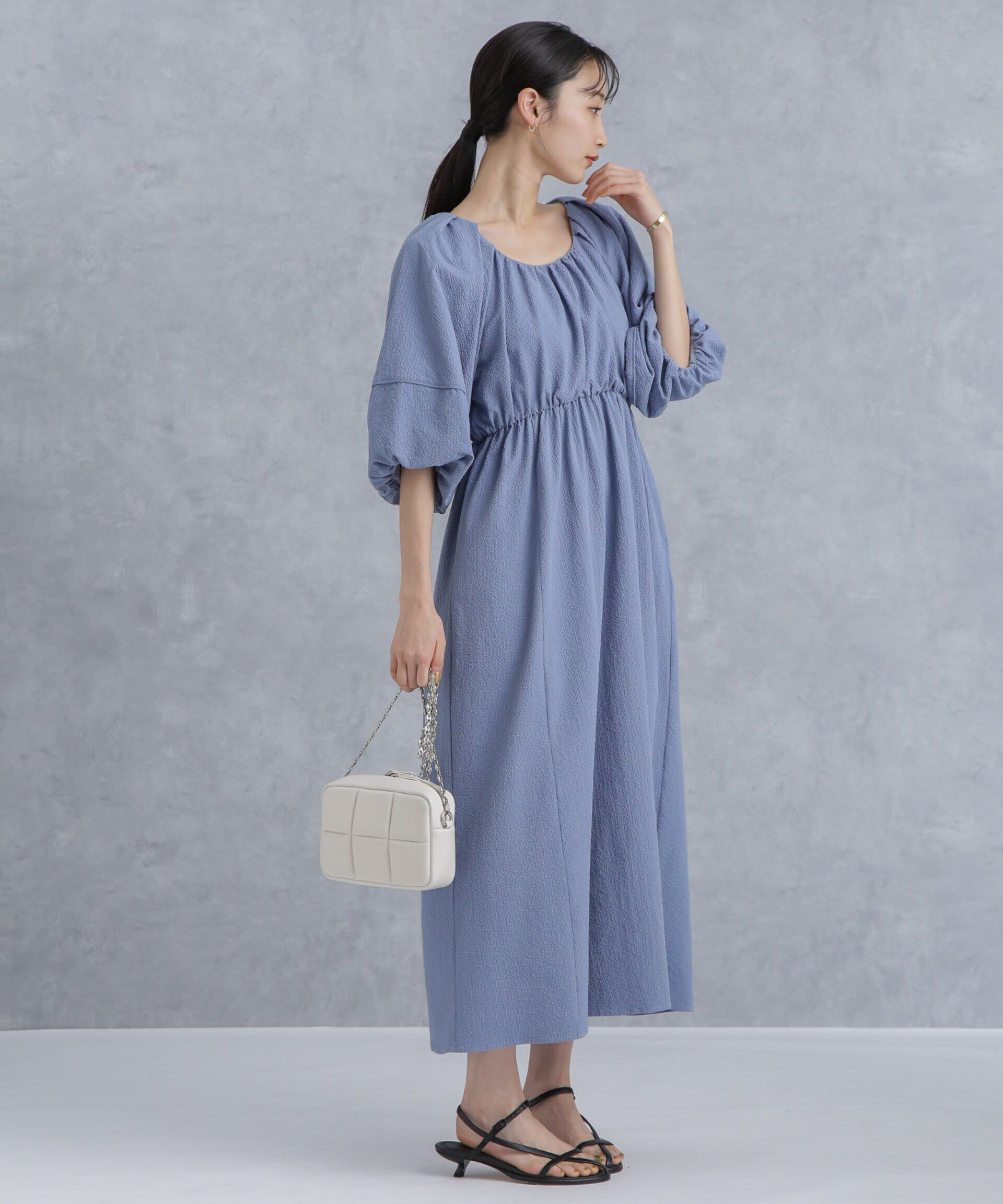 nano･universe「マイクロサッカーボリュームスリーブワンピース」|ワンピース|