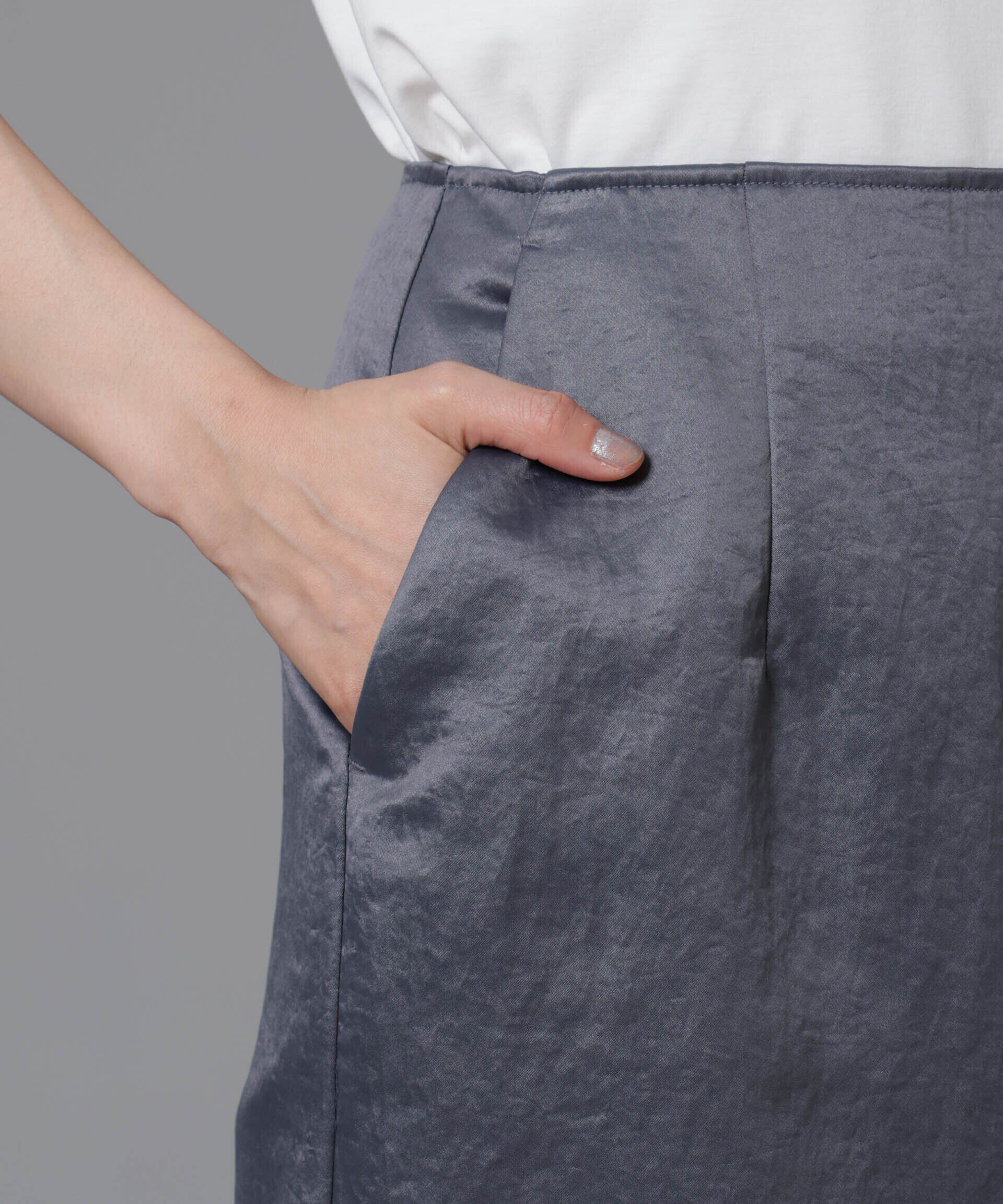 nano･universe「レザーライクサテンスカート」|スカート|