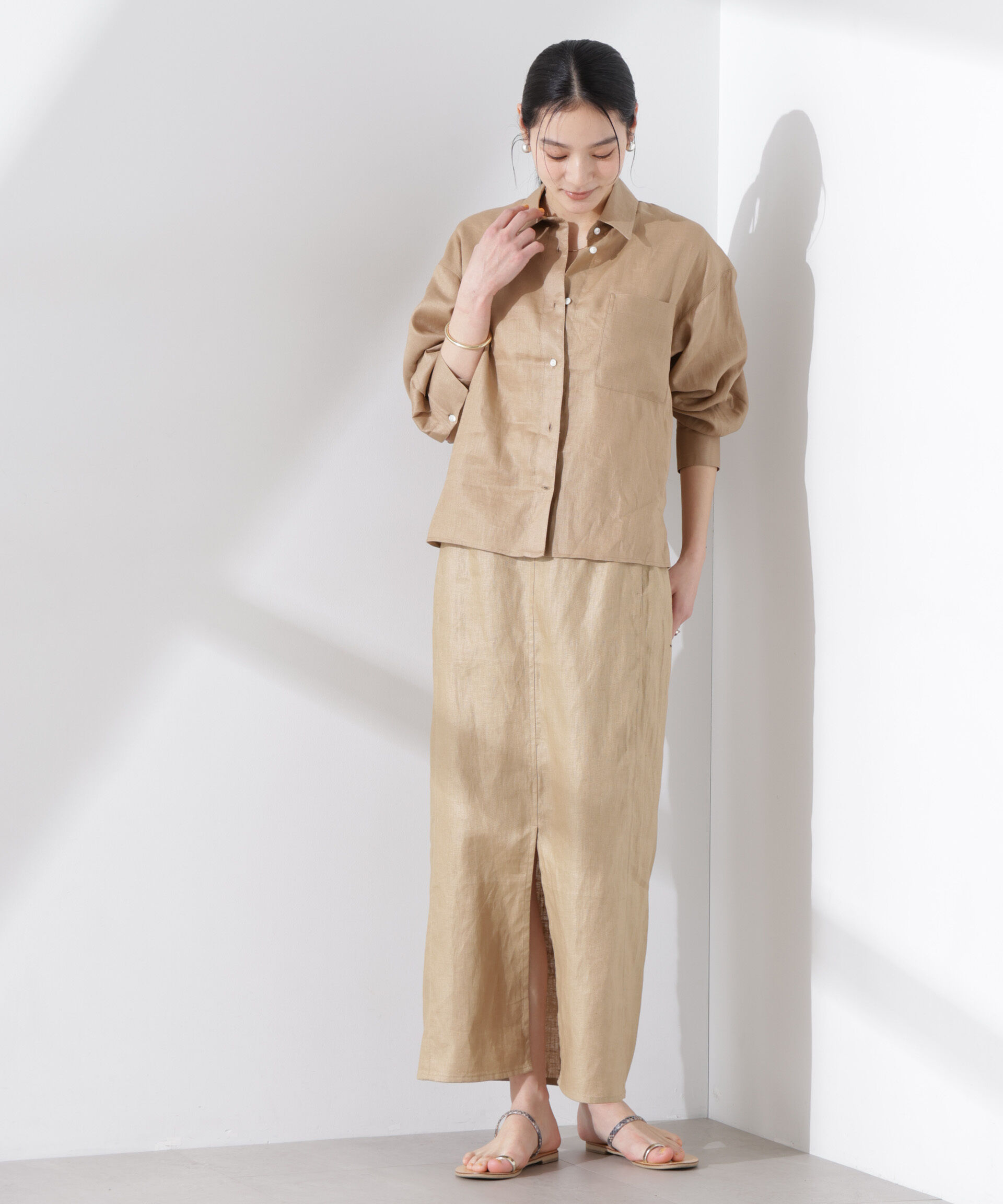 nano･universe「ヨーロピアンフラックス サイド切替Iラインスカート（セットアップ可）」|スカート|