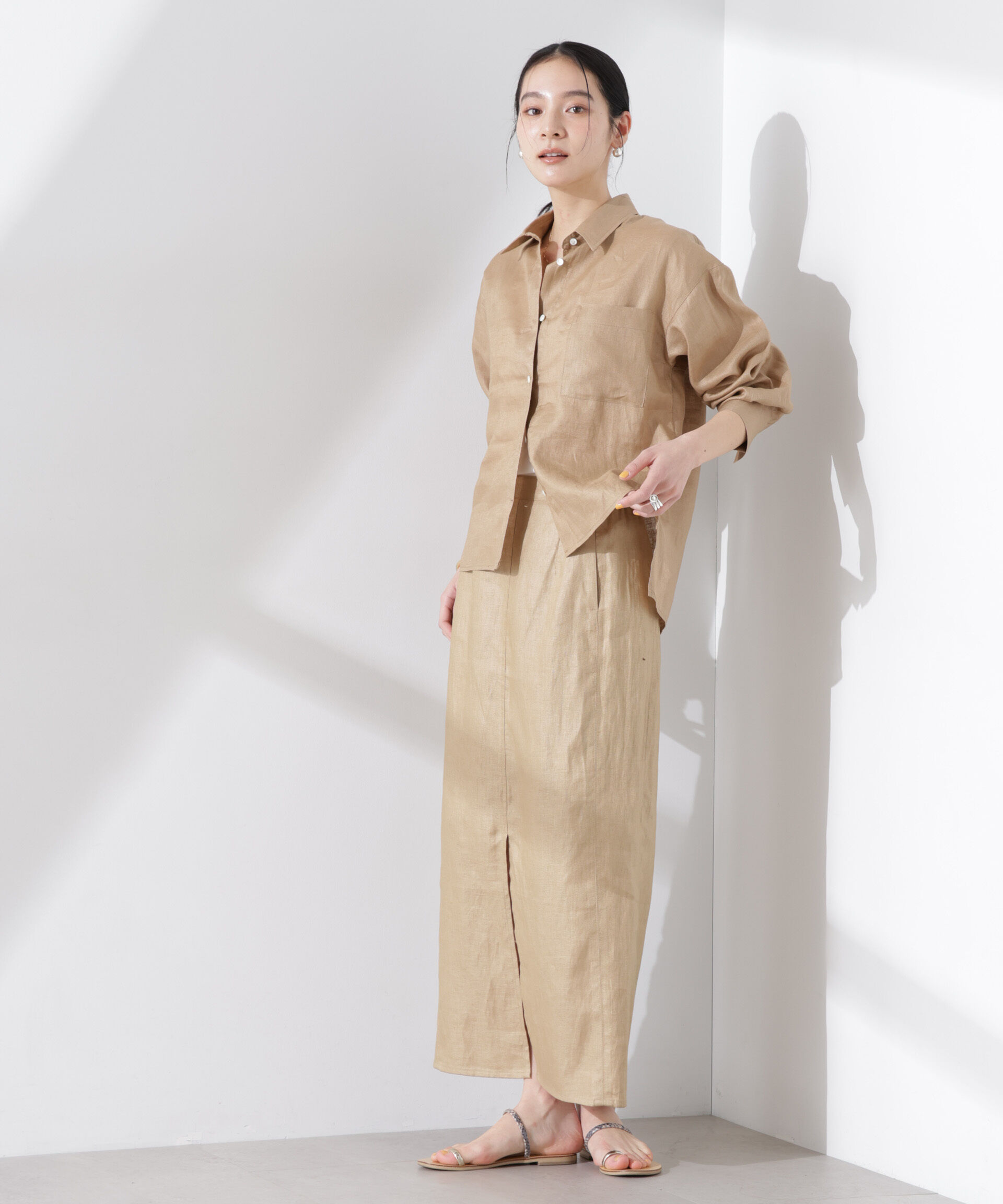 nano･universe「ヨーロピアンフラックス サイド切替Iラインスカート（セットアップ可）」|スカート|