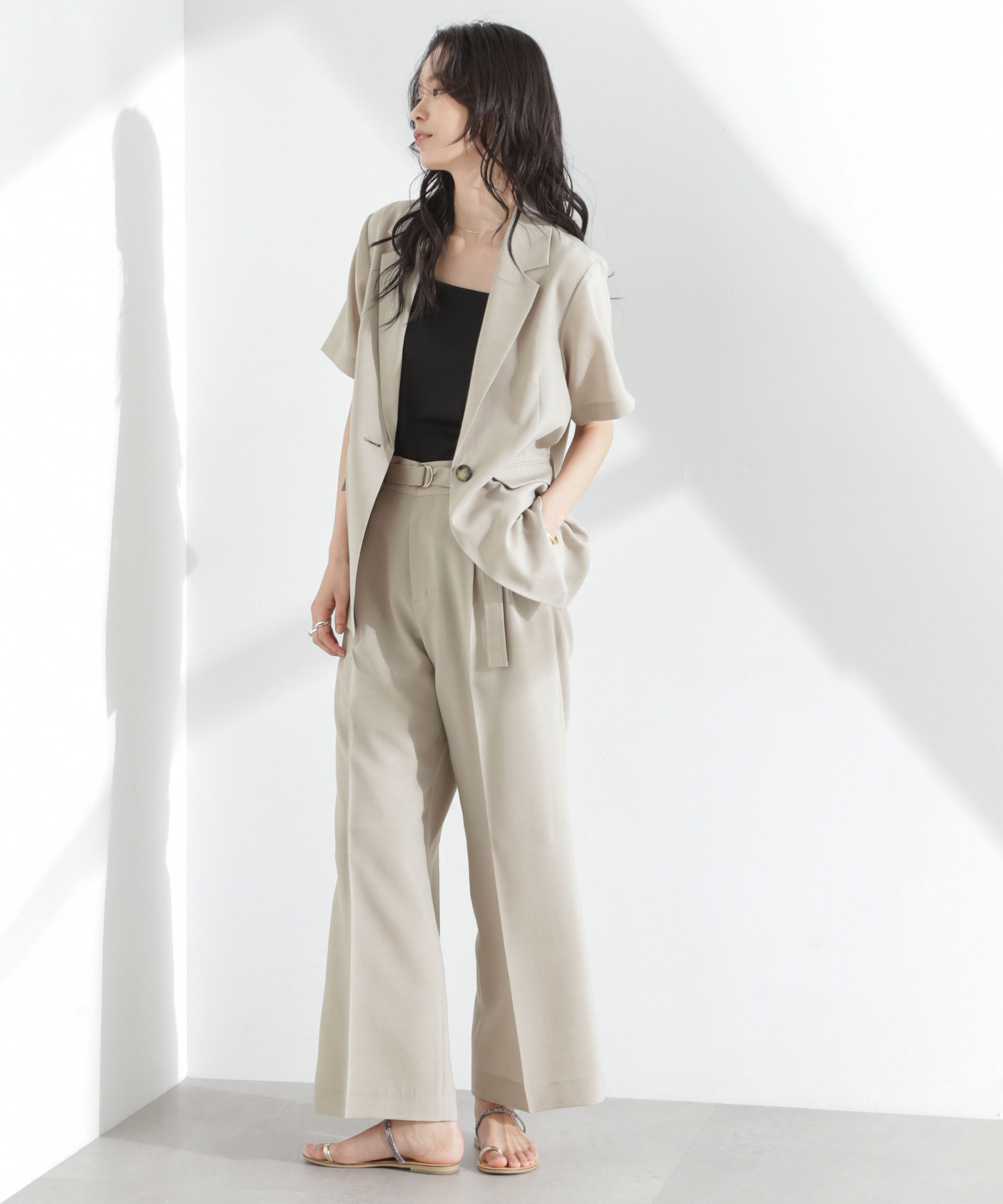 nano･universe「メランジドライ 半袖テーラードジャケット(セットアップ可)」|テーラードジャケット|