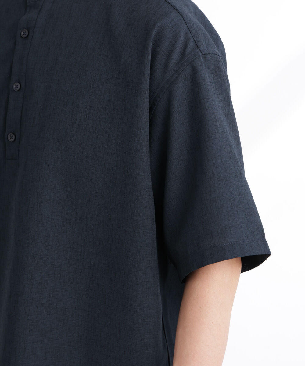 nano･universe「テックリネンバンドカラープルオーバーシャツ 半袖」|シャツ・ブラウス|