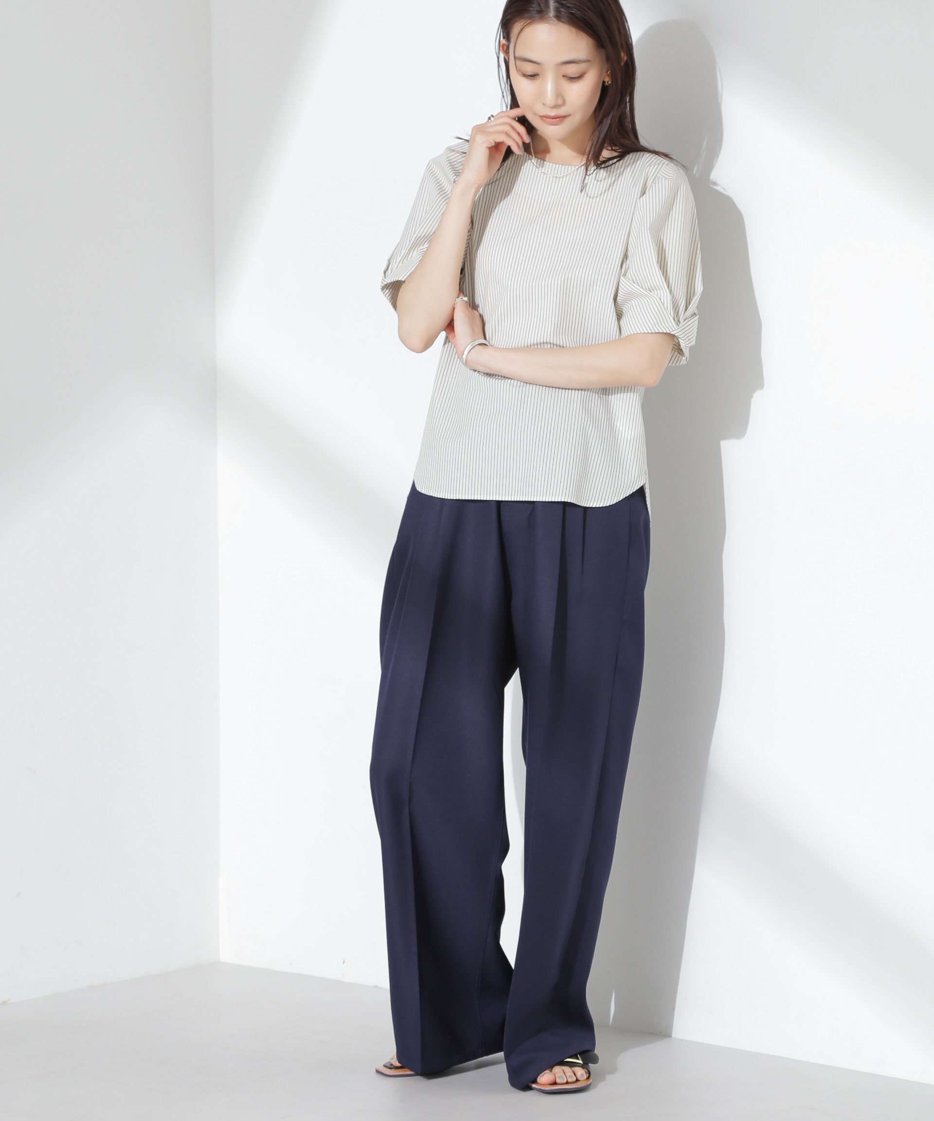 nano･universe「ツータックワイドパンツ」|チノ|