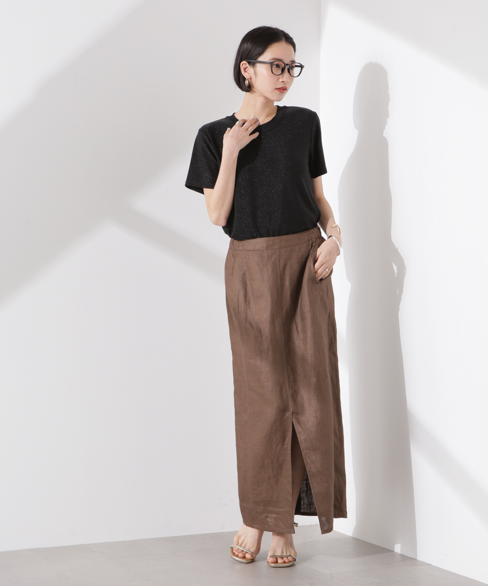 nano･universe「ラメカットクルーネックＴシャツ」|Tシャツ・カットソー|