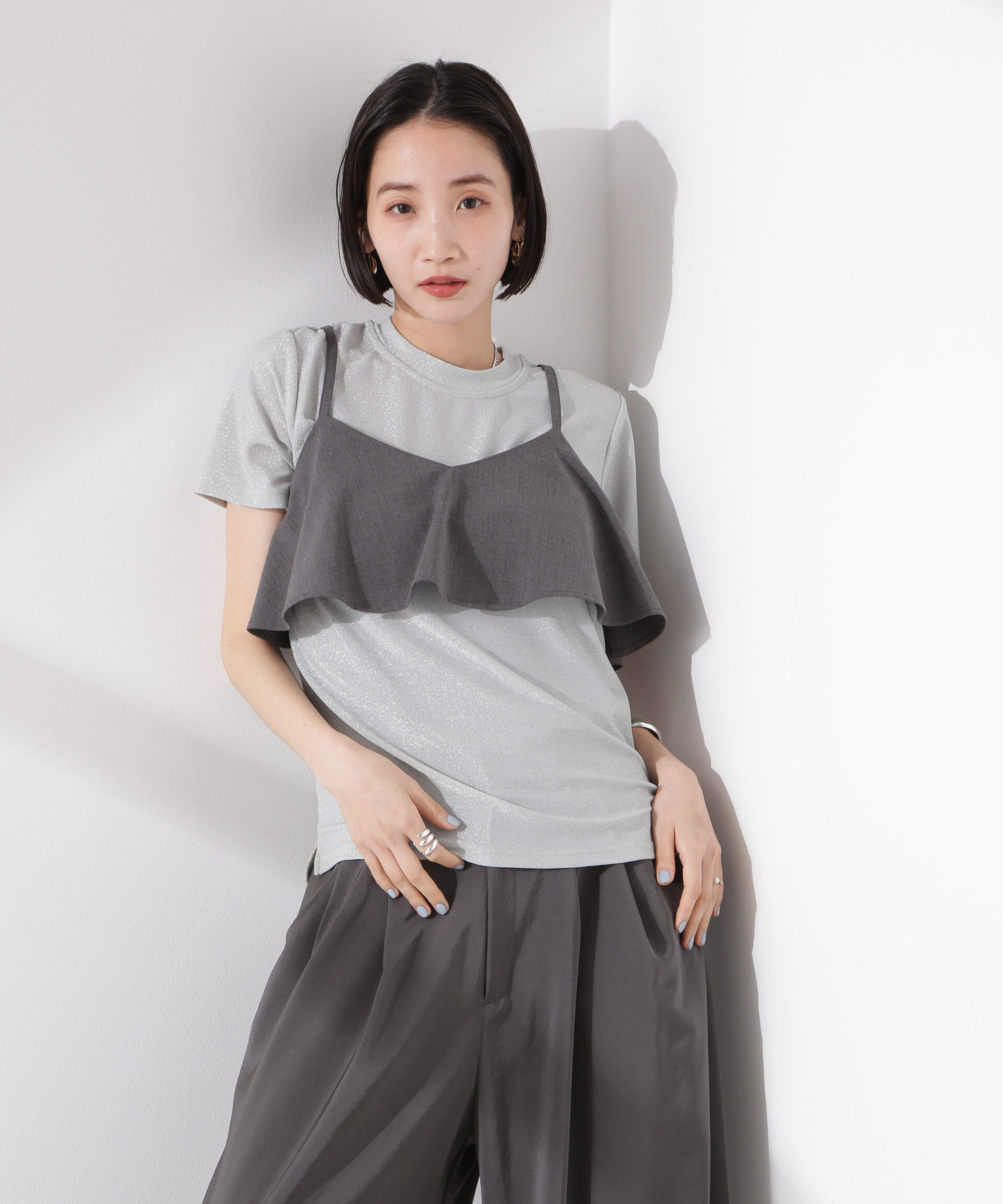 nano･universe「ラメカットクルーネックＴシャツ」|Tシャツ・カットソー|